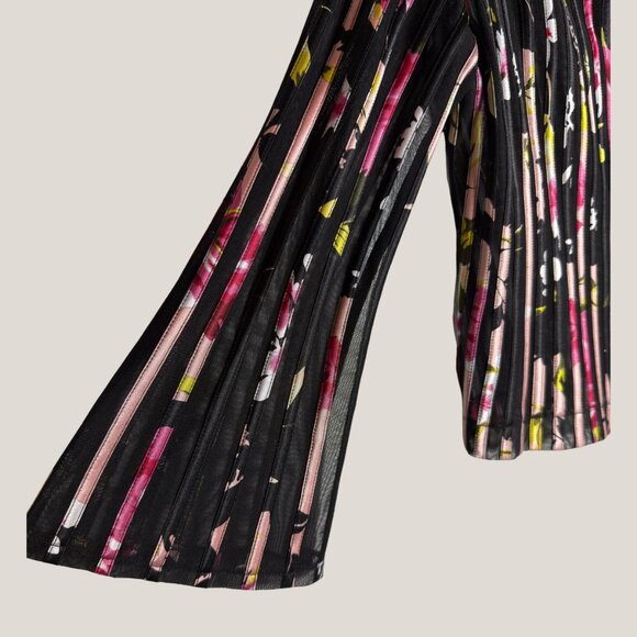 JS Collections Black Floral Mesh Zip-Up Jacket Top - Picture 4 of 6